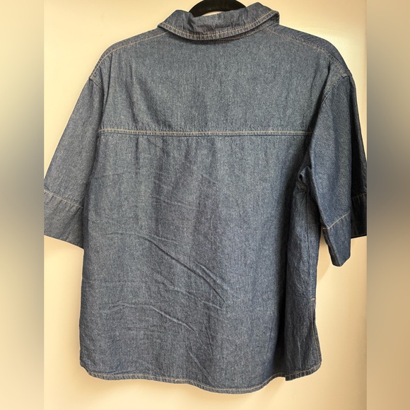 Korean Denim Short Sleeve Shirt - Picture 2 of 7